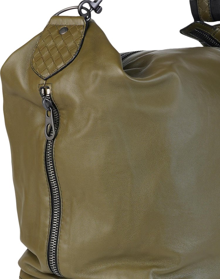 Bottega Veneta Zip Intrecciato Woven Shoulder Bag Mustard