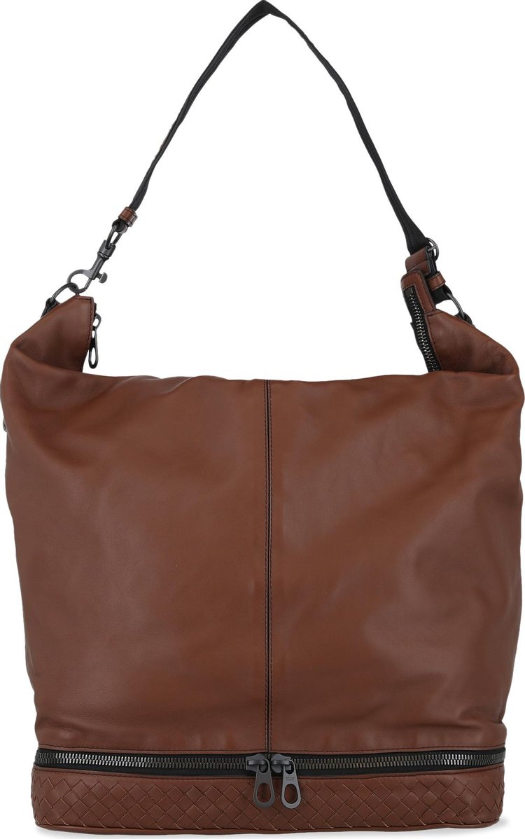 Bottega Veneta Zip Intrecciato Woven Shoulder Bag 'Brown'