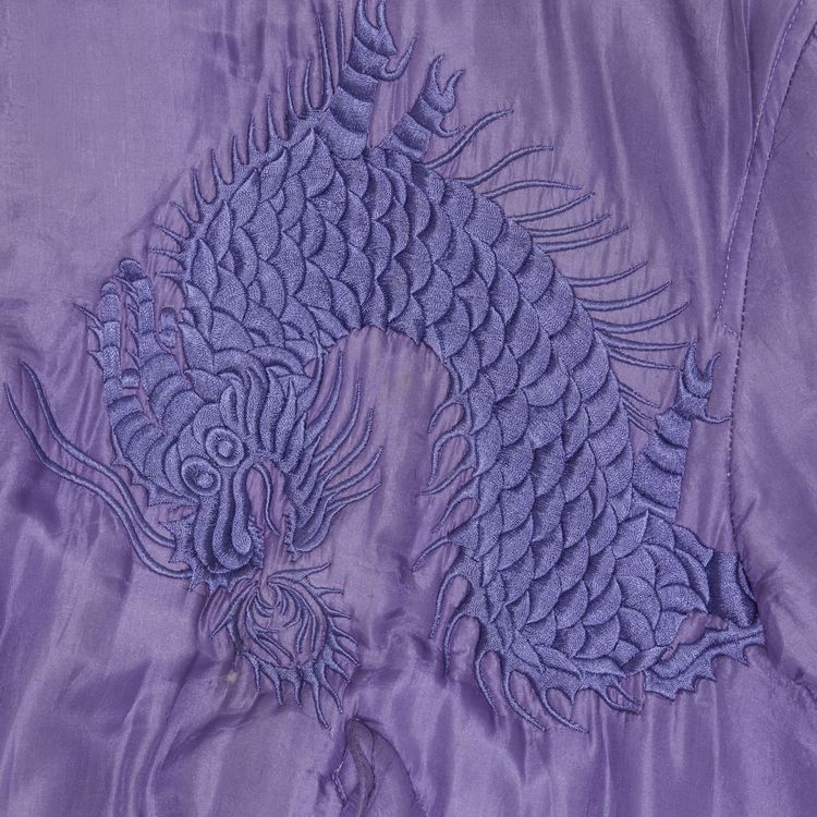 Yohji Yamamoto Silk Dragon Embroidered Bomber Purple