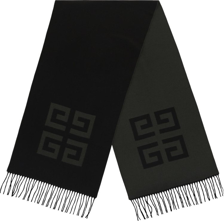 Givenchy Tassel Trim Monogram Scarf KhakiBlack