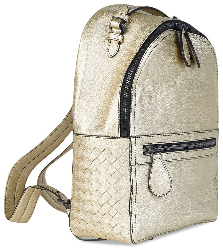 Bottega Veneta Metallic Backpack Gold
