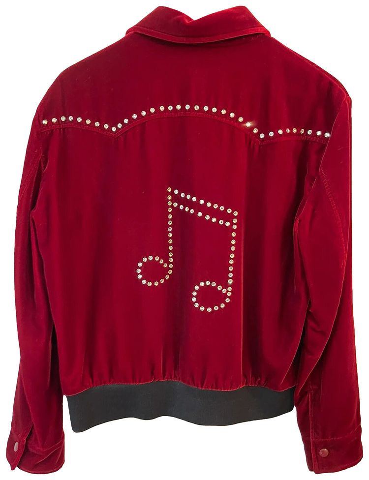 Saint Laurent By Hedi Slimane Swarovski Crystal Jacket Red Velvet