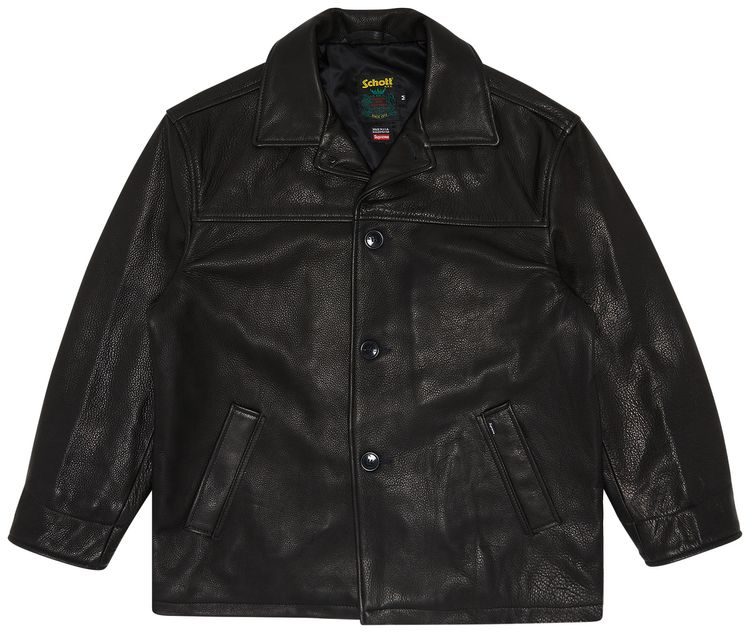 Supreme x Schott Leather Car Coat Black