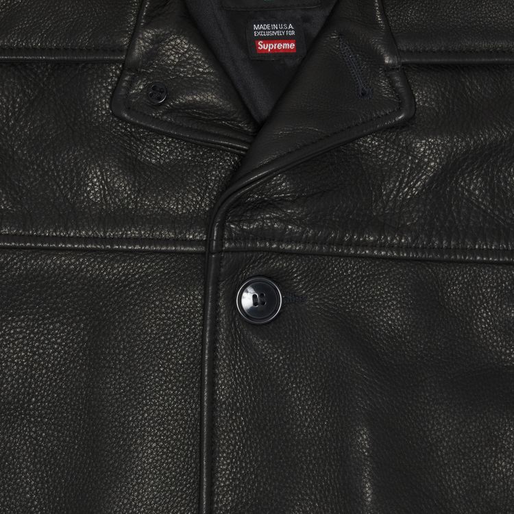 Supreme x Schott Leather Car Coat Black