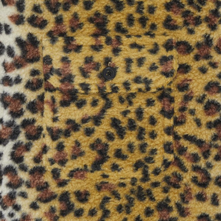 Supreme Fleece Zip Up Hooded Shirt Brown Leopard