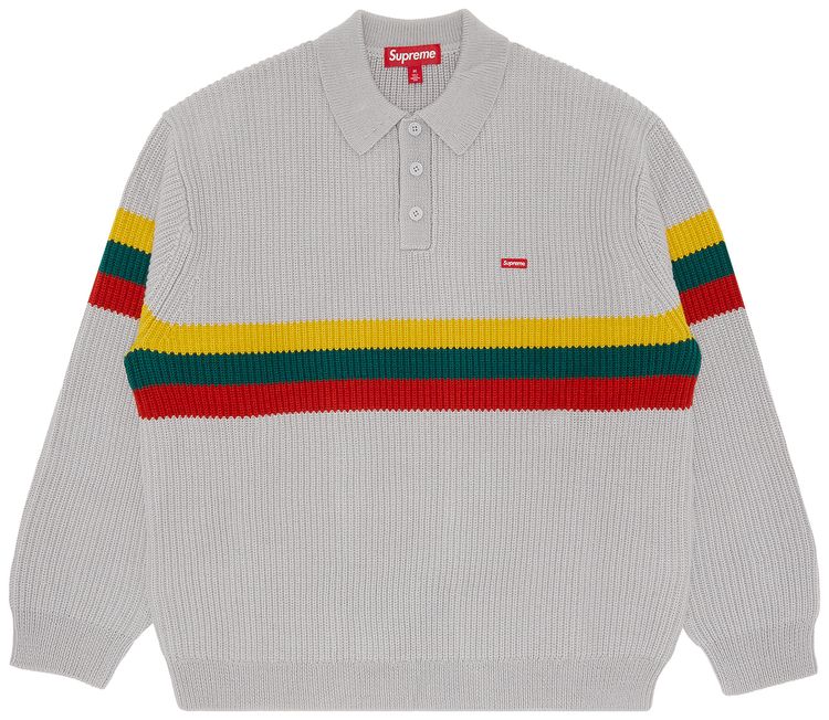 Supreme Small Box Polo Sweater Grey