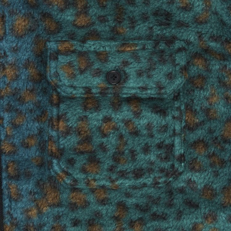 Supreme Fleece Zip Hooded Shirt Teal Leopard