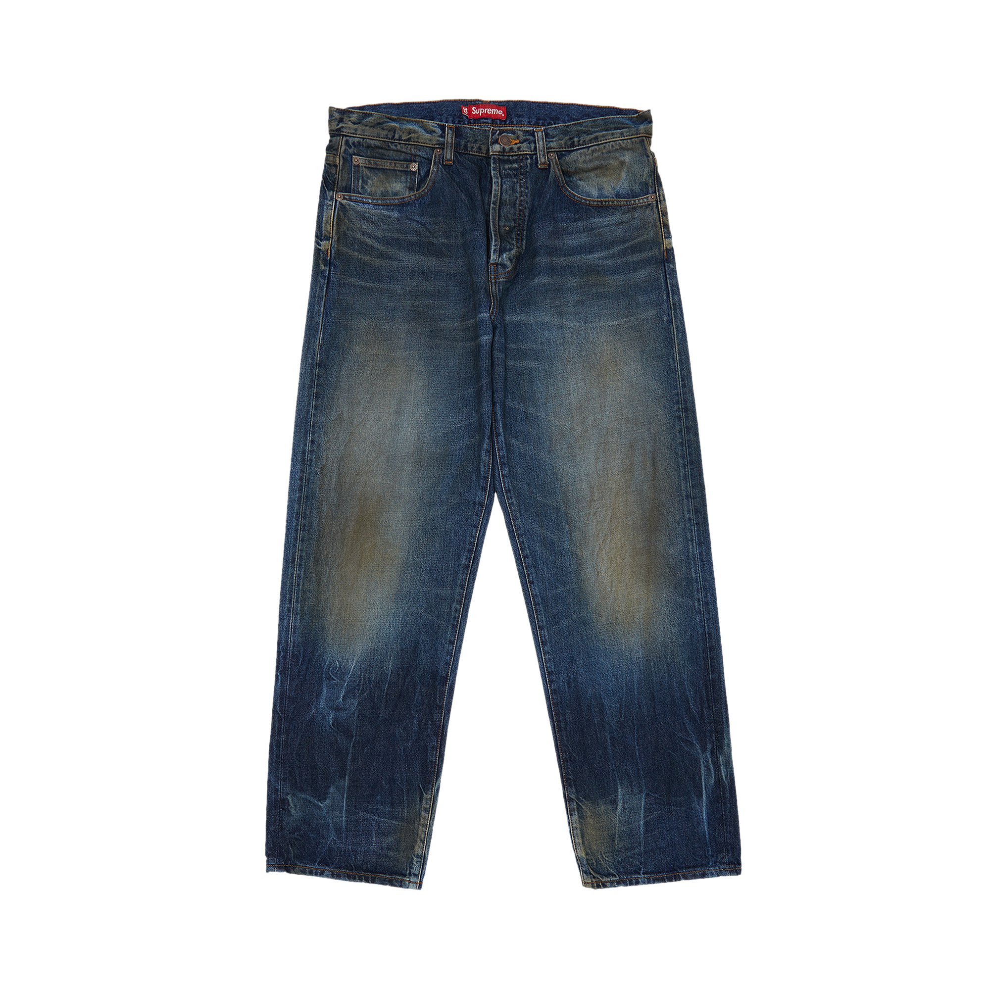 Buy Supreme Distressed Loose Fit Selvedge Jean 'Washed Blue ...