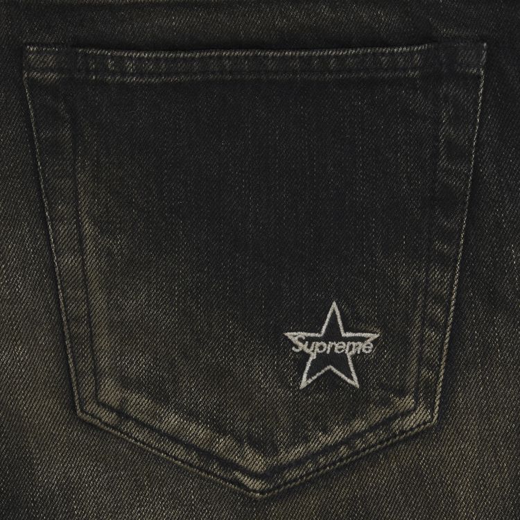 Supreme Distressed Loose Fit Selvedge Jean Washed Black