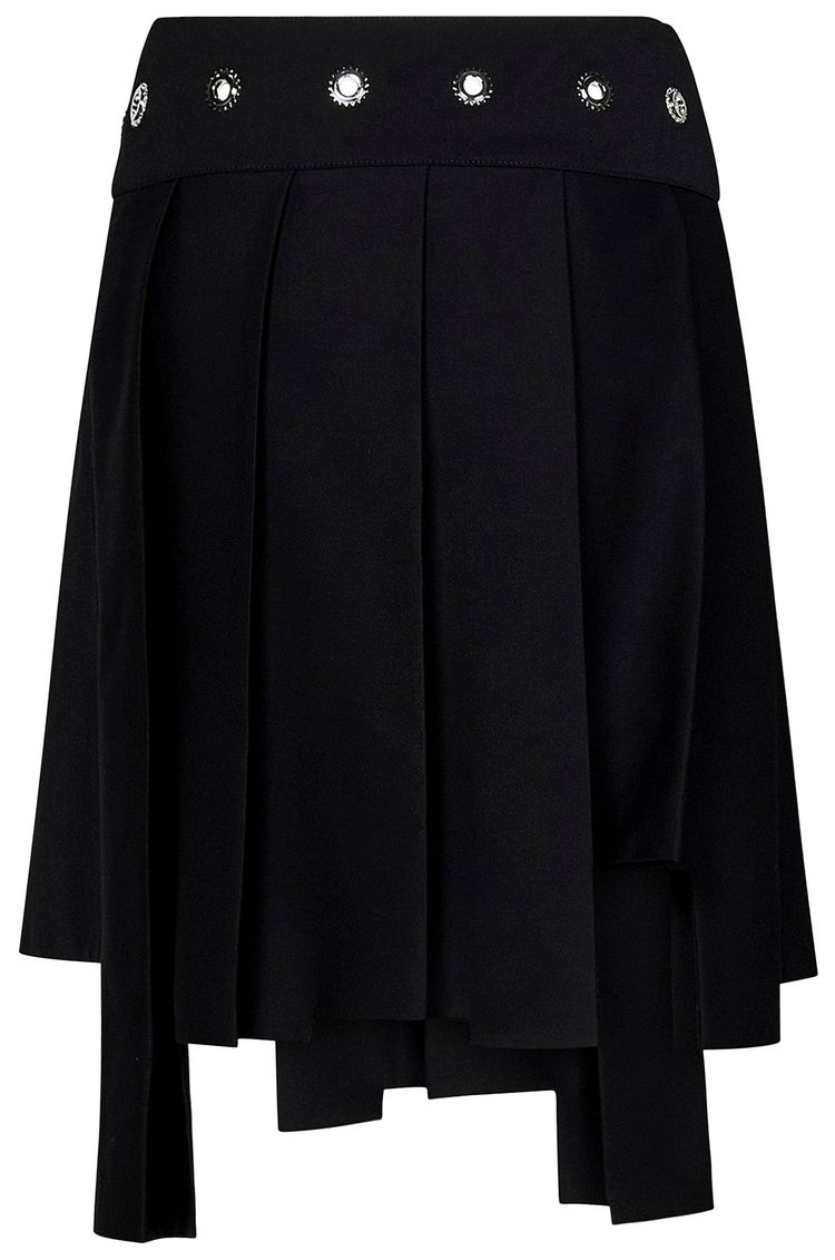 Off White Belted Pleated Mini Skirt Black
