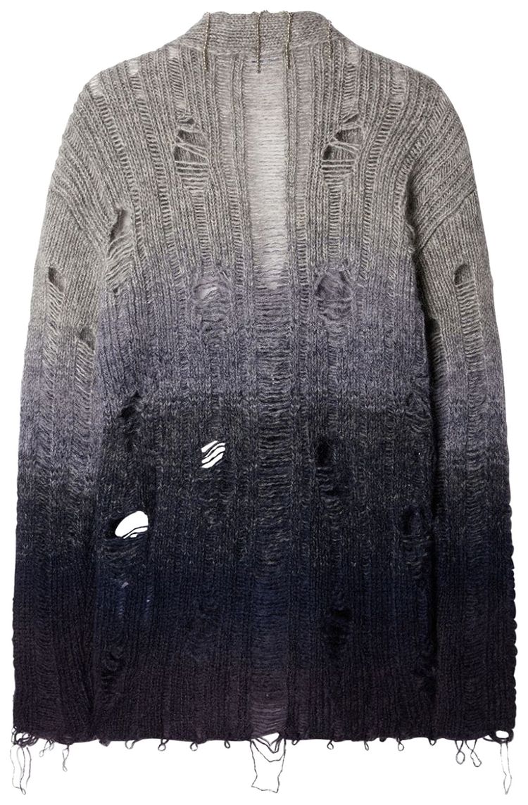 Off White Distressed Mohair Cardigan Light Grey