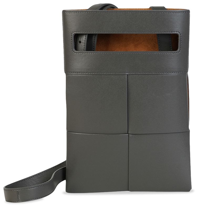 Bottega Veneta Intrecciato Woven Crossbody Bag Grey