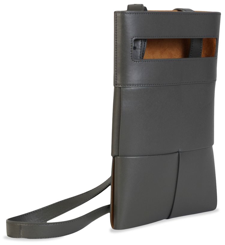 Bottega Veneta Intrecciato Woven Crossbody Bag Grey