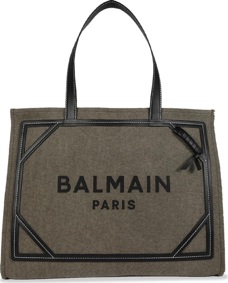 Balmain B Army Canvas Tote Bag KakiBlack