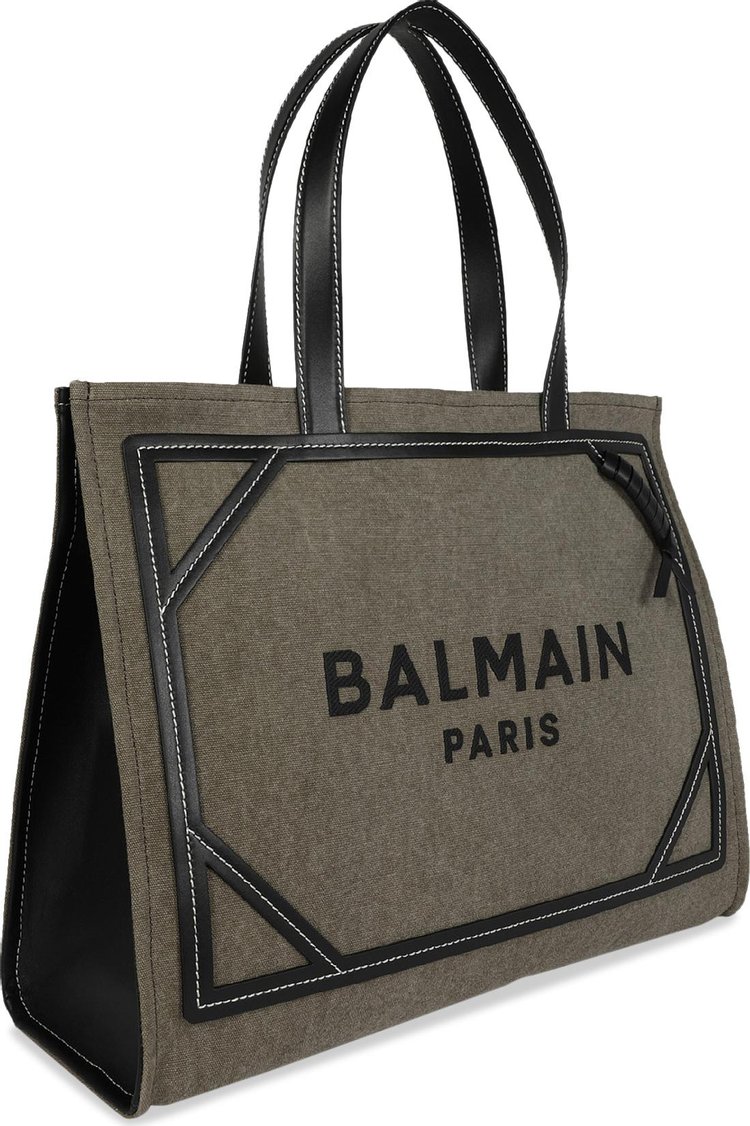 Balmain B Army Canvas Tote Bag KakiBlack