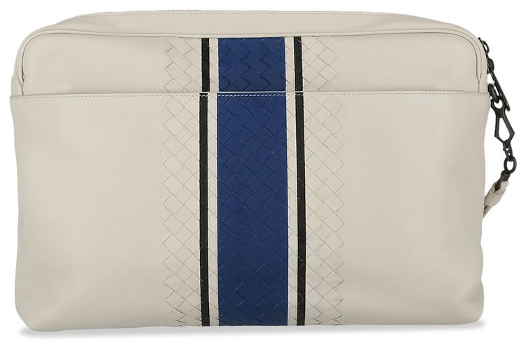 Bottega Veneta Intrecciato Clutch Bag WhiteMulticolor