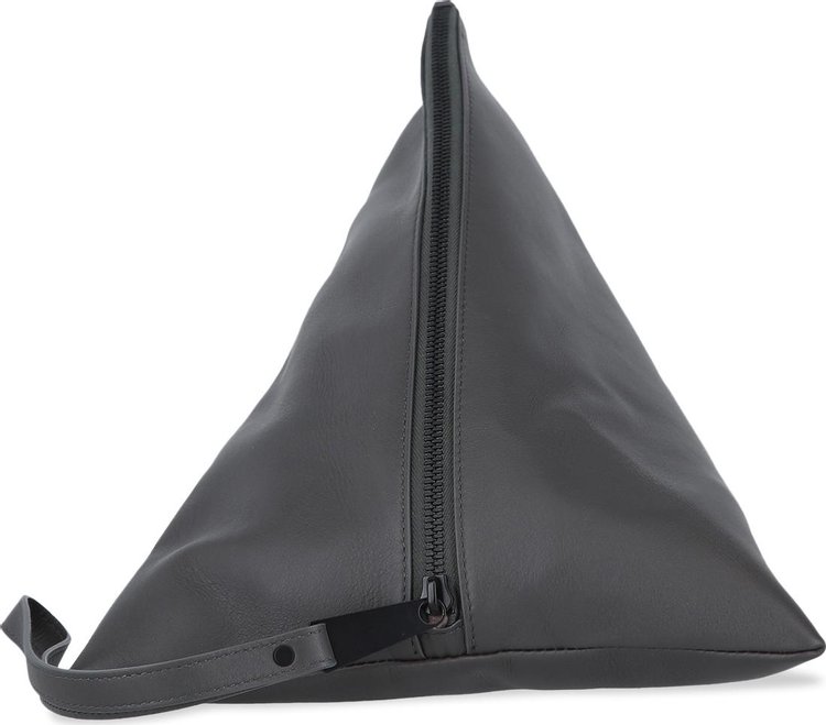 Bottega Veneta Triangle Shaped Leather Clutch Graphite Black