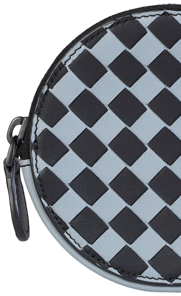 Bottega Veneta Check Print Coin Pouch Light Blue