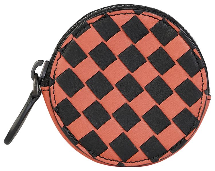 Bottega Veneta Check Print Coin Pouch RedBlack