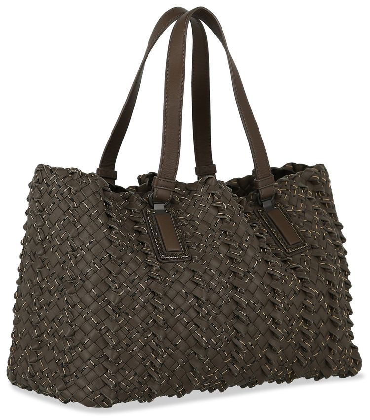 Bottega Veneta Chain Intrecciato Tote Bag Steel Black