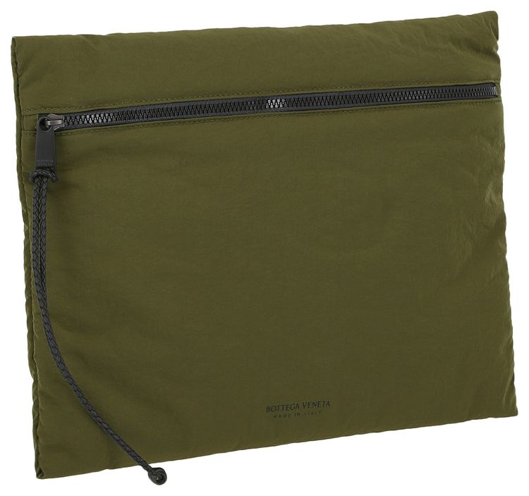 Bottega Veneta Paper Logo Pouch Bag KhakiBlack