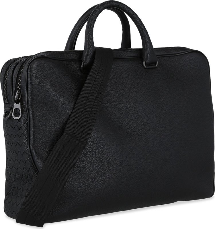 Bottega Veneta Top Handle Leather Briefcase Black