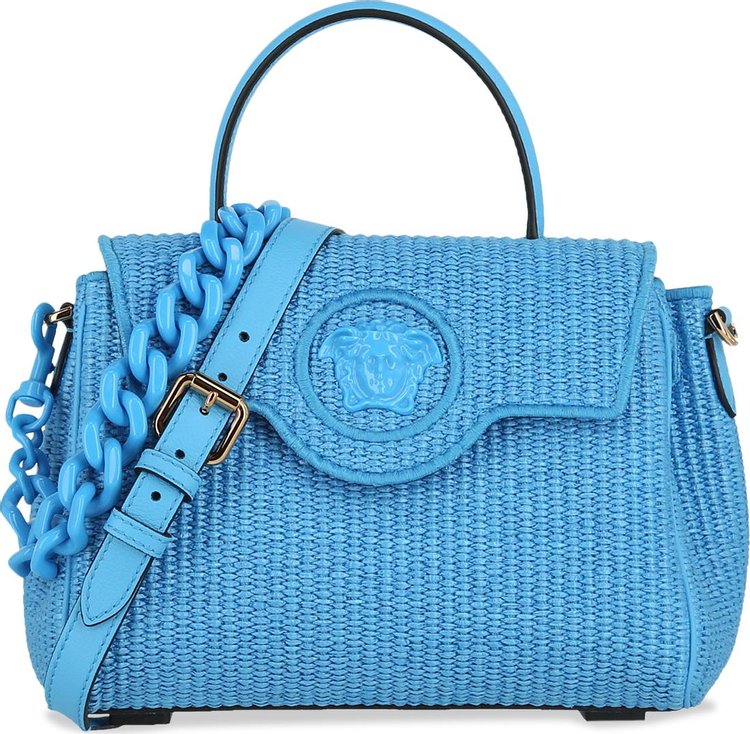 Versace Raffia Chain Tote Bag 'Blue Gold'