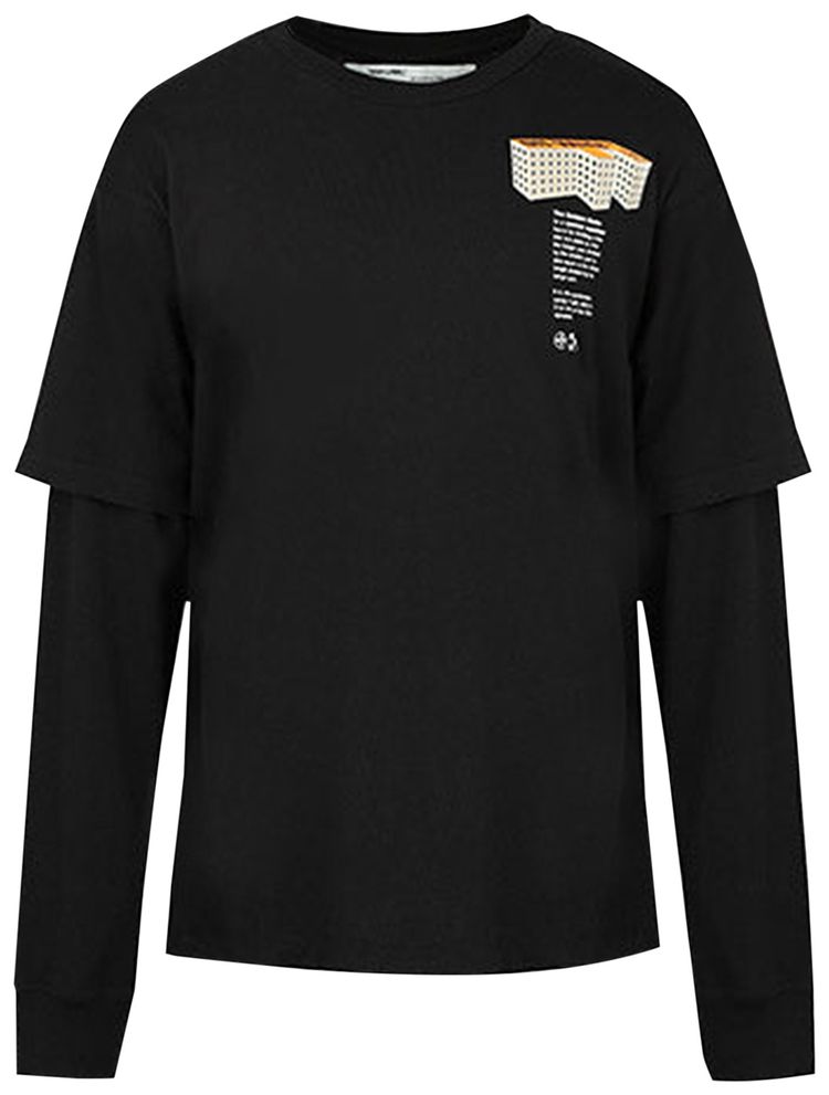 Off White Building Double Sleeve Tee Black Multi Color