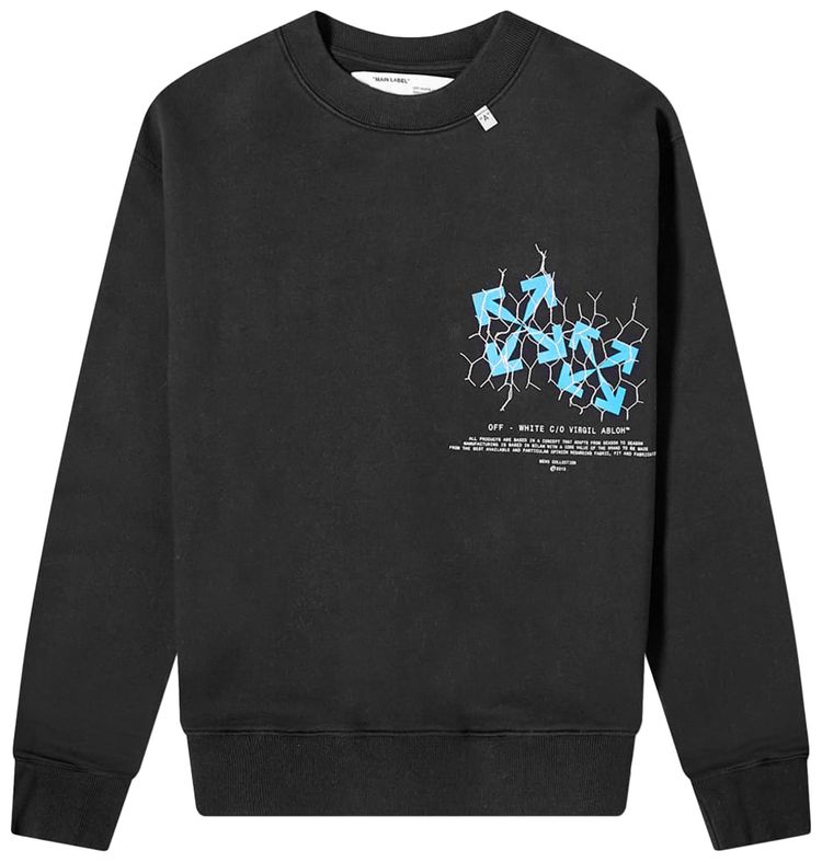 Off White Fence Arrow Slim Crewneck Black Blue