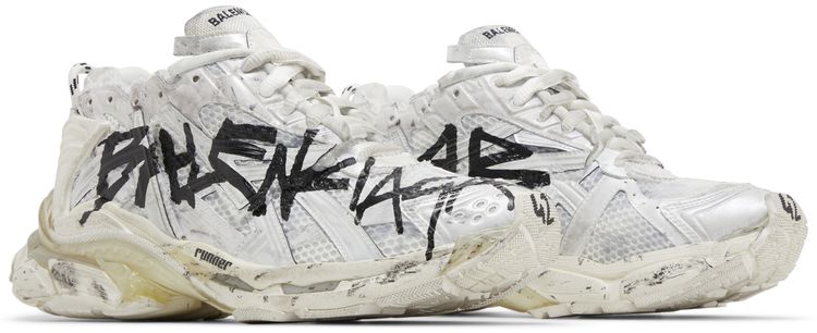 Balenciaga Runner Sneaker Graffiti   White Black
