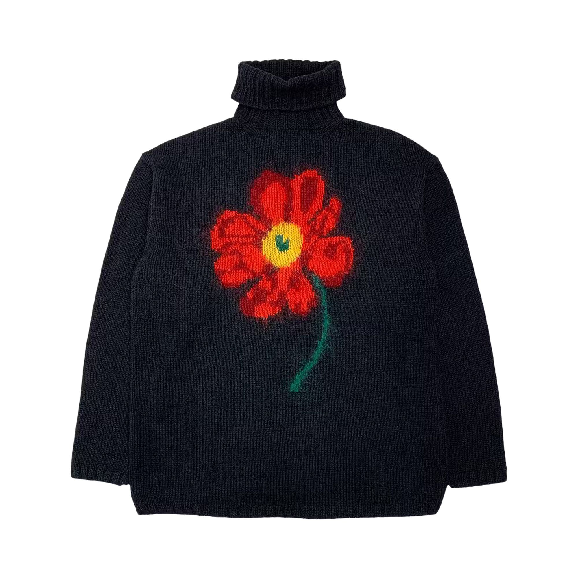 Buy Vintage Yohji Yamamoto Red Daisy Floral Turtleneck Sweater