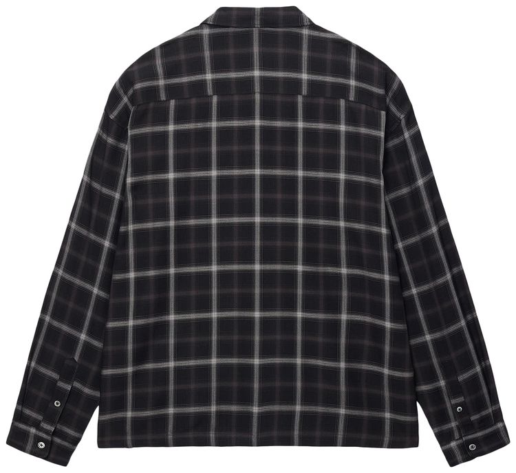 Stussy Shadow Plaid Rayon Shirt Black