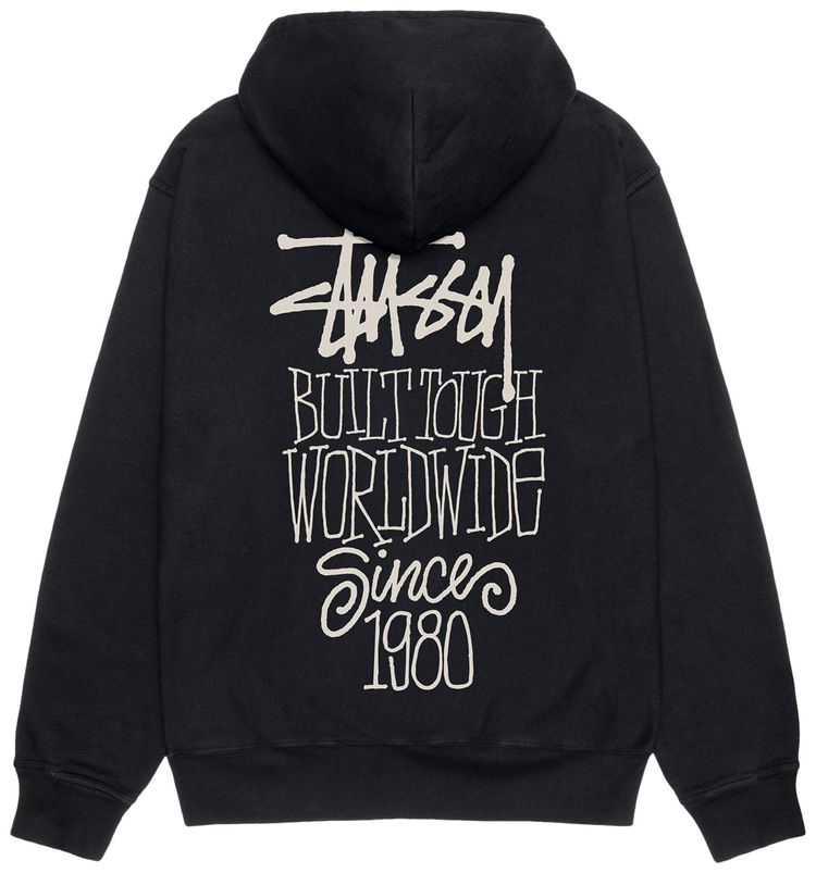 Stussy Pigment Dyed Built Tough Hoodie Black
