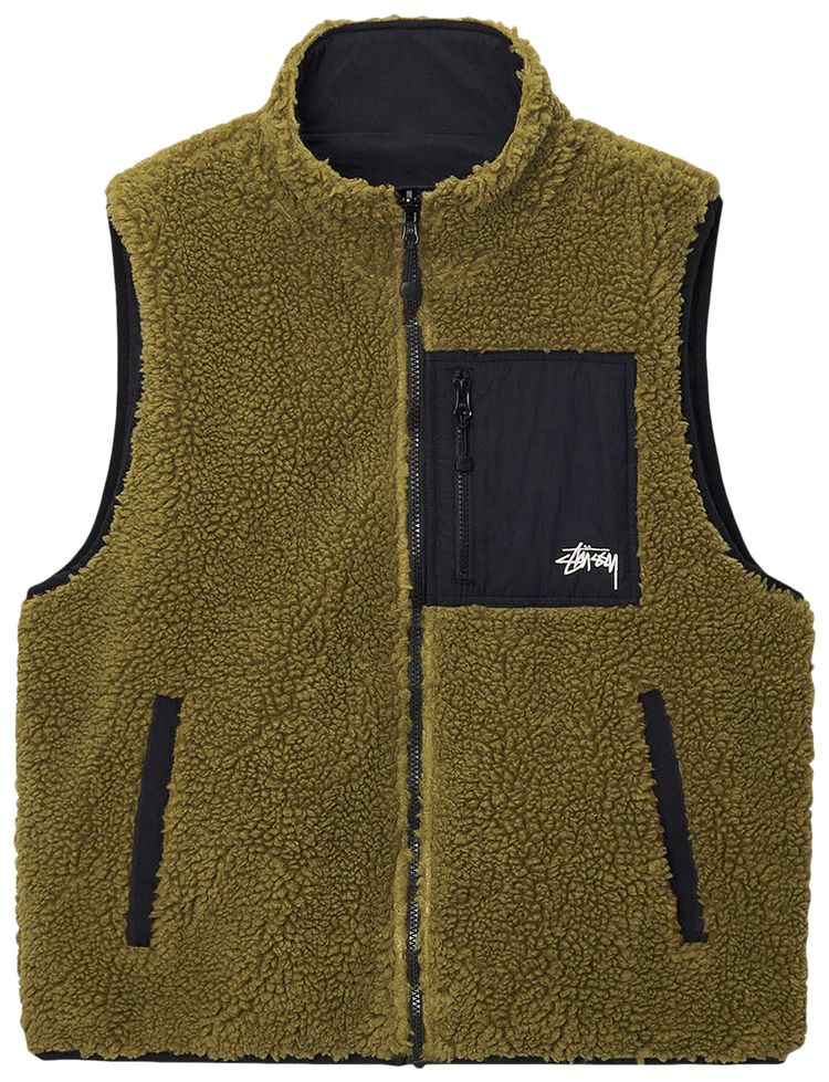 Stussy Sherpa Reversible Vest Olive