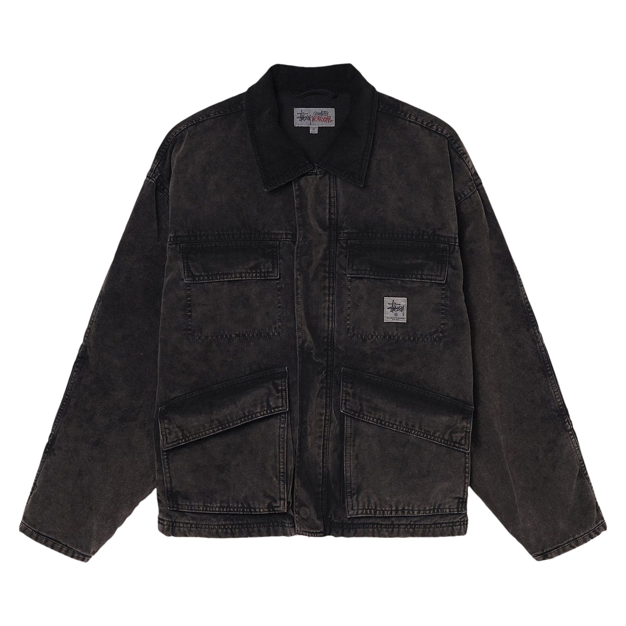 Size xl Stussy Distressed Canvas Shop Jacket 'Black'