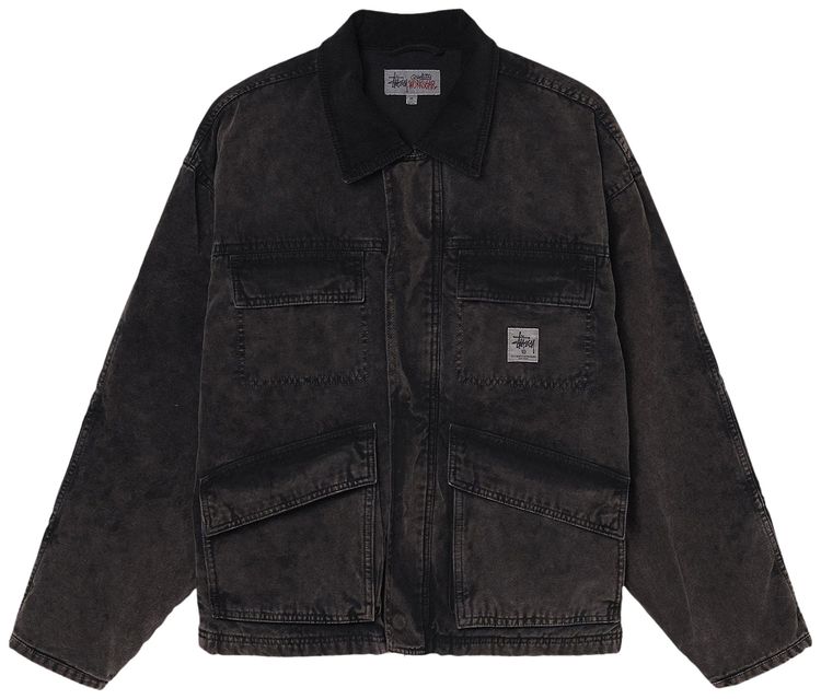 Stussy Distressed Canvas Shop Jacket Black