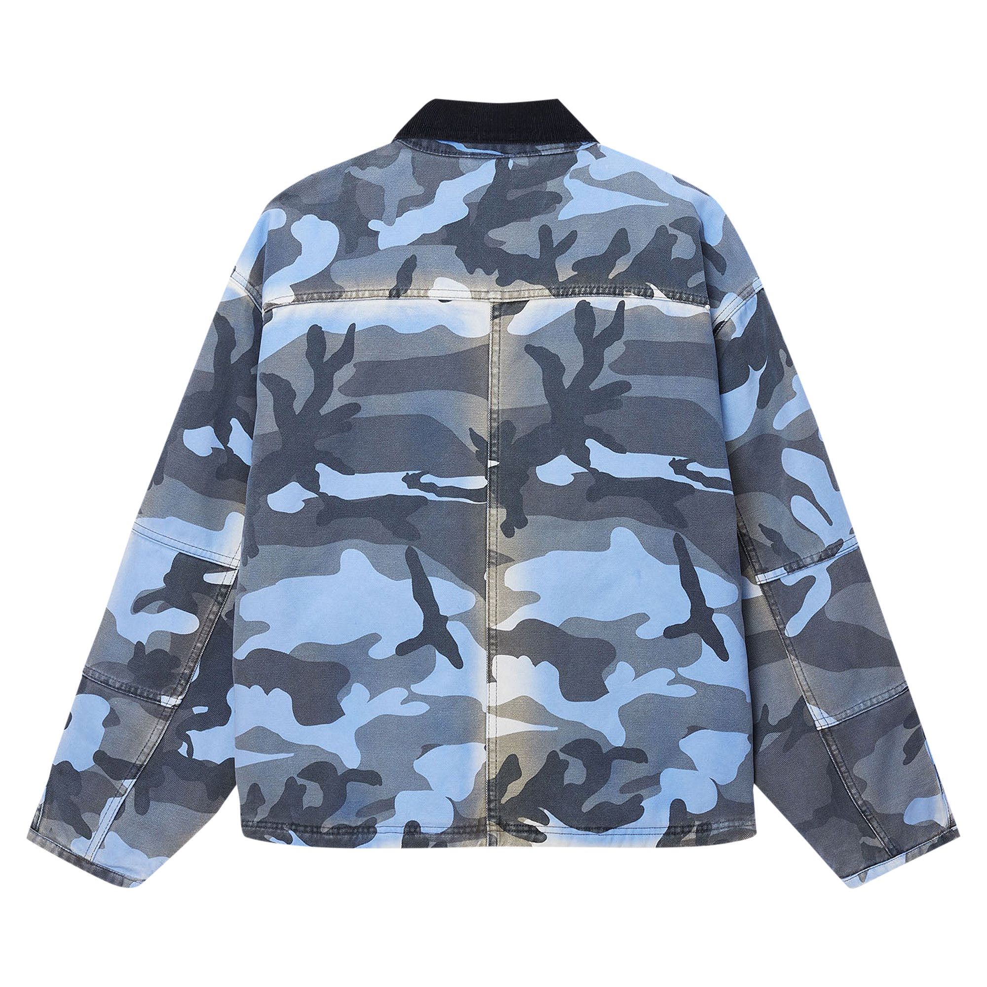 Buy Stussy Spray Dye Canvas Jacket Blue Camo 115727 BLUE GOAT CA