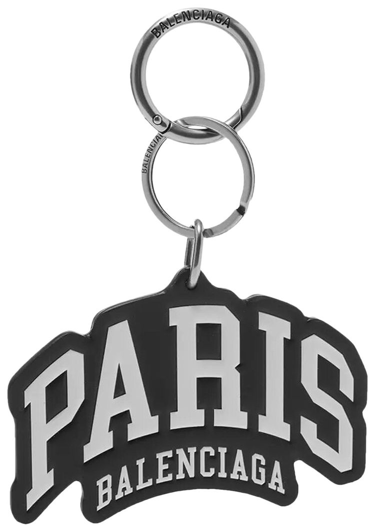 Balenciaga Paris Logo Keyring BlackWhite