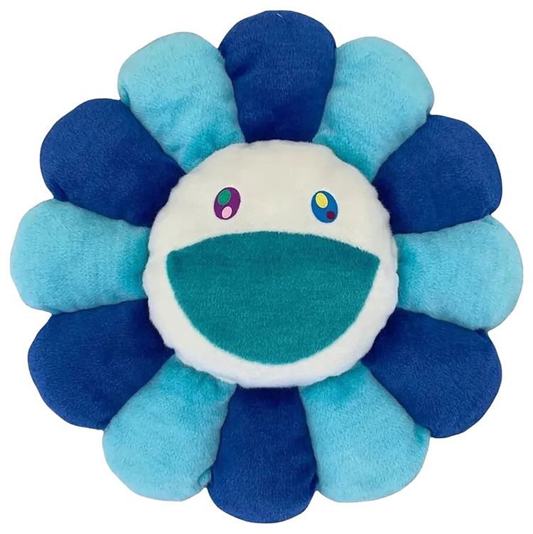Takashi Murakami Flower Pilllow 30cm Turquoise Blue