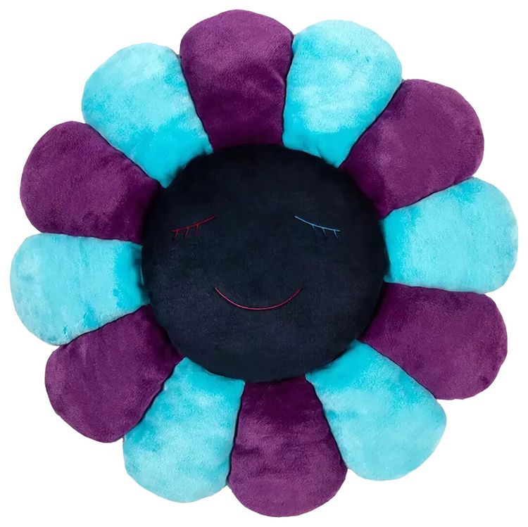 Takashi Murakami Flower Pillow Blue Purple Navy 30 cm
