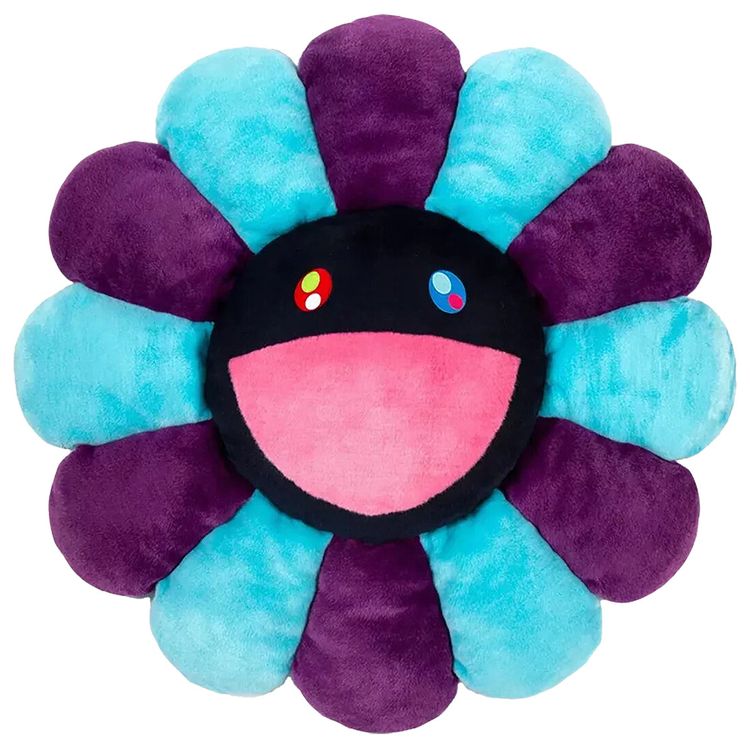 Takashi Murakami Flower Pillow Blue Purple Navy 30 cm