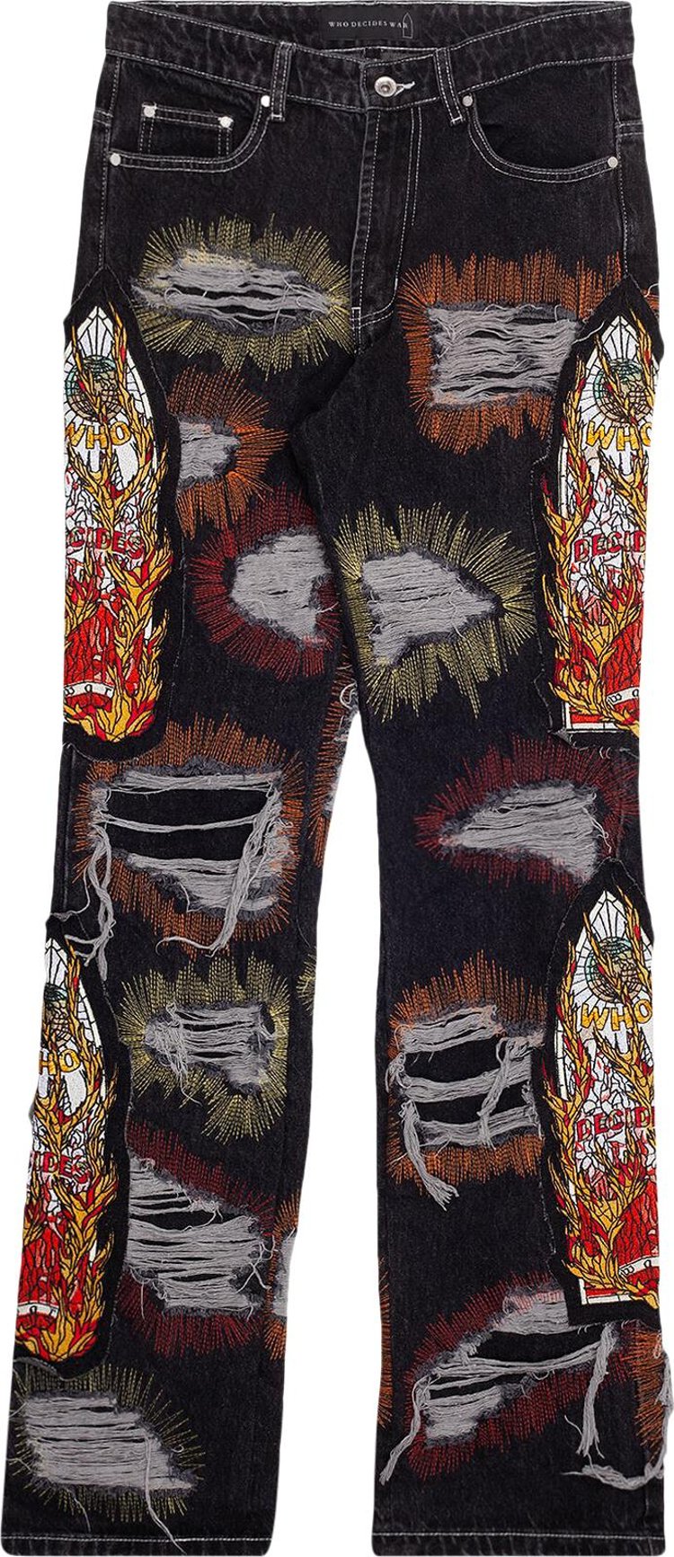 Who Decides War All Over Embroidered Denim Pant 'Multicolor'