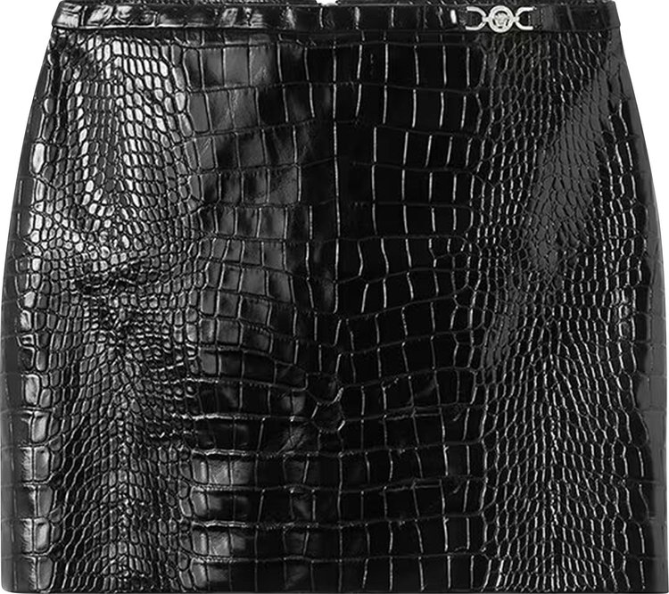 Versace Crocodile Effect Leather Miini Skirt 'Black'
