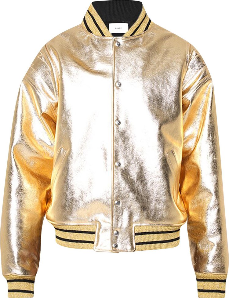 Rhude Metalic Leather Bomber Jacket 'Gold'