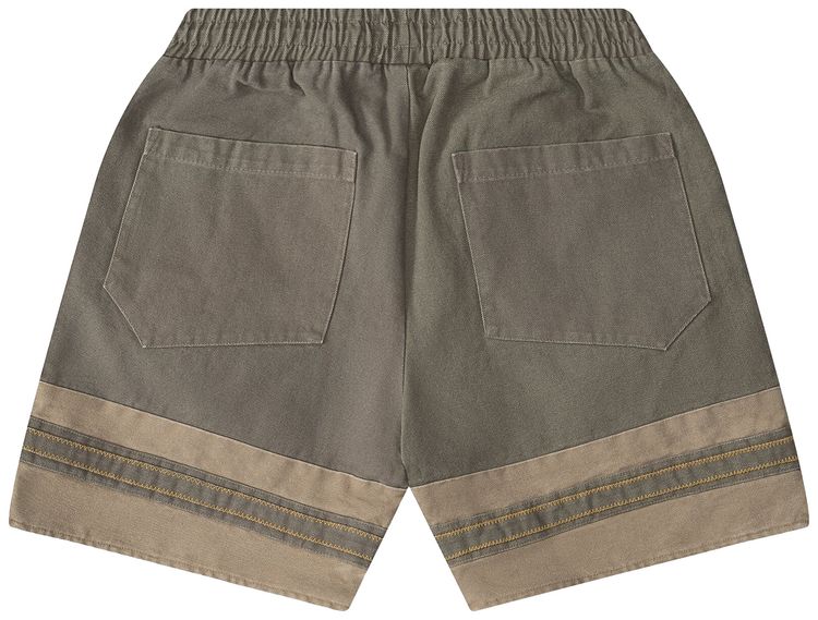 Rhude Embroidered Canvas Logo Shorts OliveTan