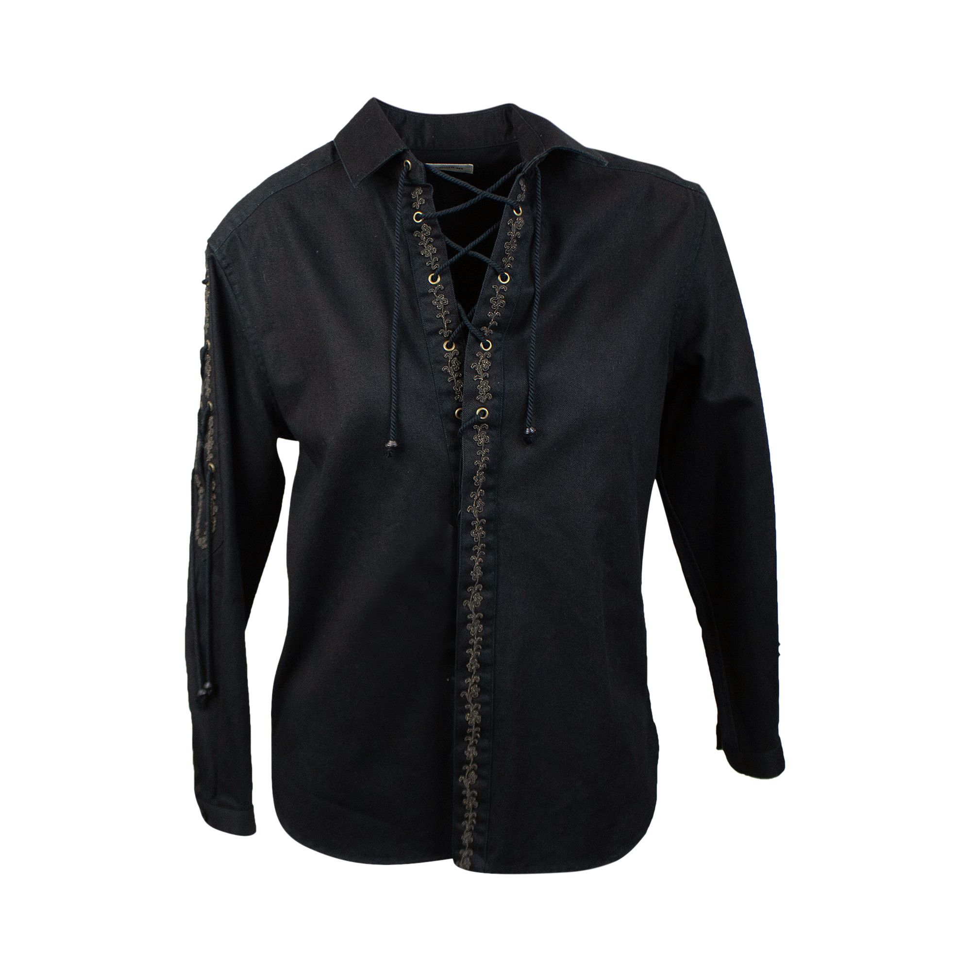 Buy Saint Laurent Lace Up Shirt 'Black' - 551279 Y153W 1000 | GOAT