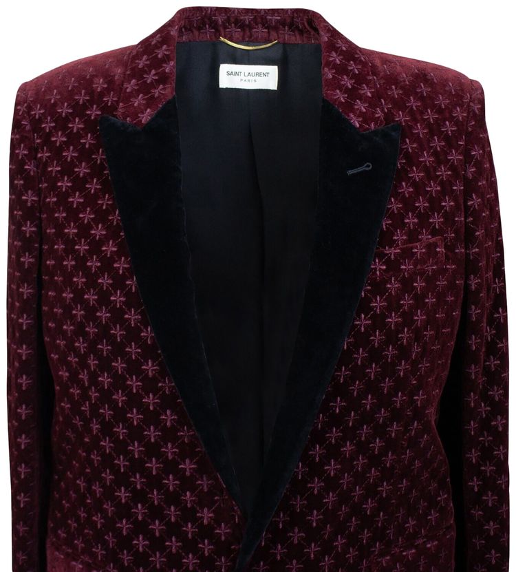 Saint Laurent Velvet Evening Jacket Burgundy
