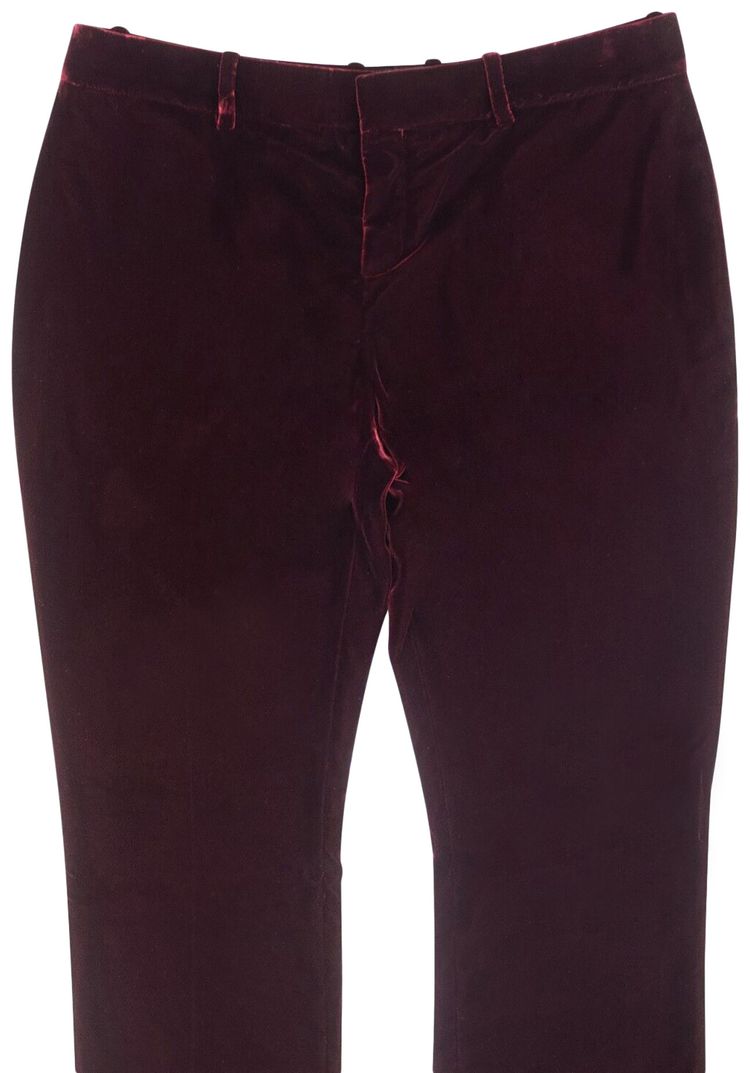 Saint Laurent Cropped Velvet Trouser Burgundy