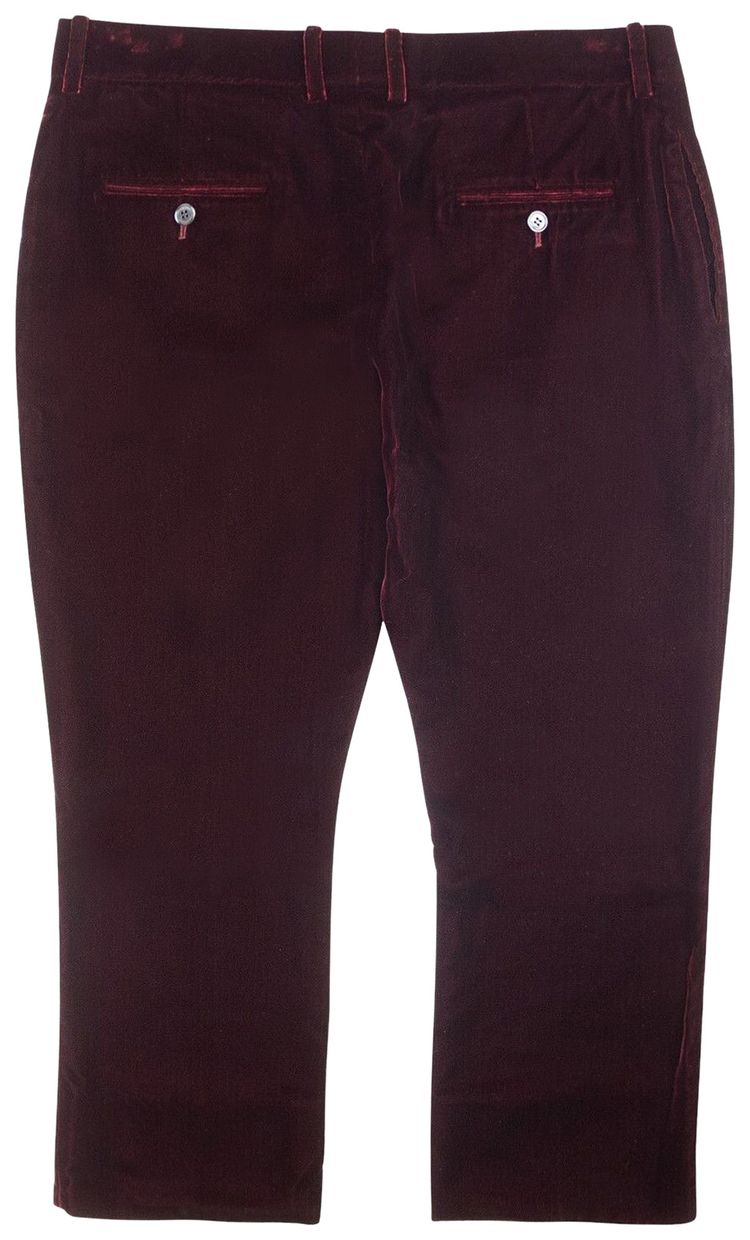 Saint Laurent Cropped Velvet Trouser Burgundy