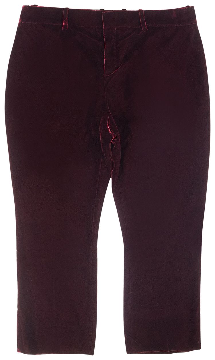 Saint Laurent Cropped Velvet Trouser Burgundy